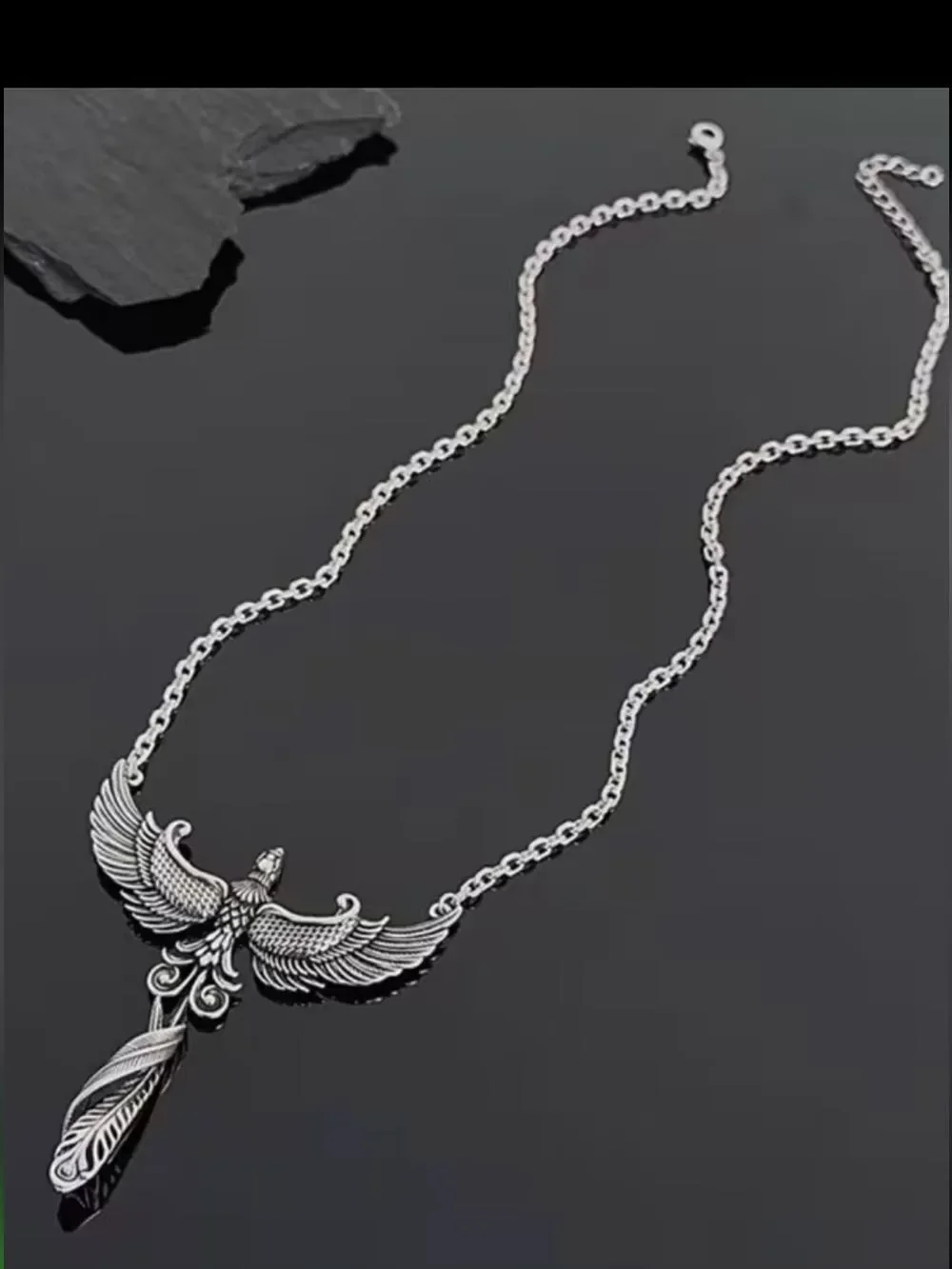 Silver Phoenix Pendant Necklace - unisex